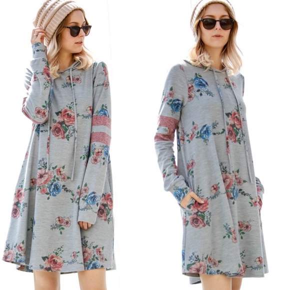 RYLEE Floral Print Dress - GREY - Picture 1 of 4